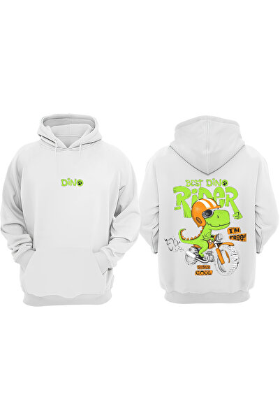 Anetos Cel mai bun design Dino Rider Sırt cu imprimeu White Swea tricou