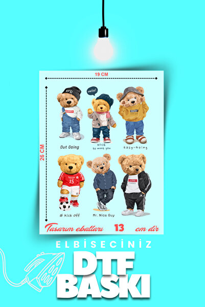 VİZYON İKRA "TEDDY BEAR" Temalı Kumaşa Ve Deriye Baskı Aplike Yama Ütü Ile Ya...