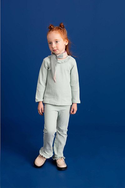 LUESS Girl's Ruffle Detailed Ribbed Bottom Top Suit (3-4 Years 8-9 Years)