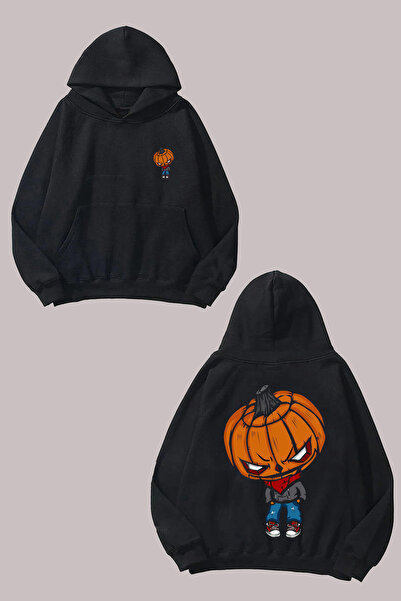 Anetos Rucsac cu design Pumpkin Hand cu imprimeu Black Swea tricou