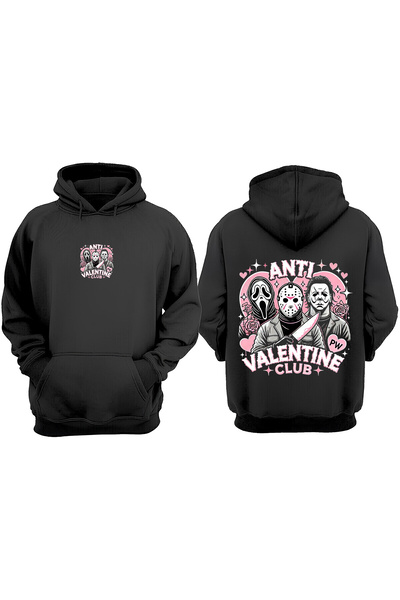 Anetos Anti Valentine Clup Design Rucsac cu imprimeu Negru Swea tricou