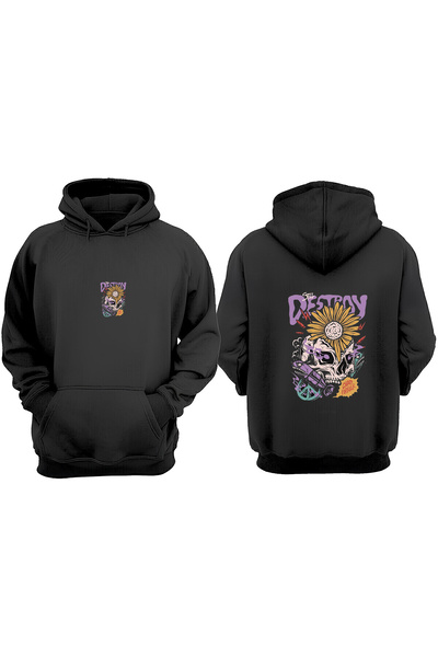 Anetos Μαύρο φούτερ Destroy Design Backpack με τύπωμα