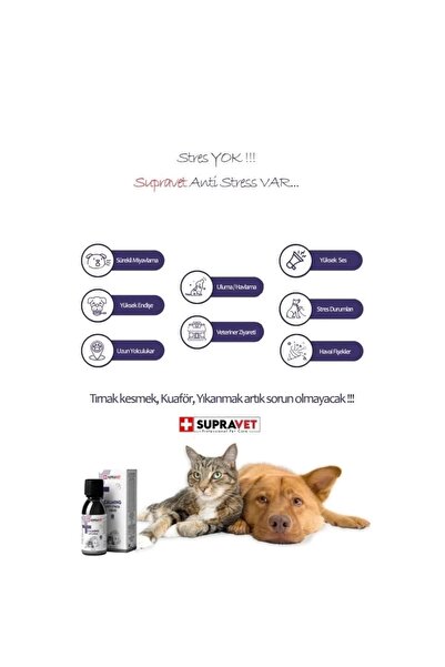 Supravet Calming Anti Stress Liquid Calming Drops for Cats and Dogs 100 Ml