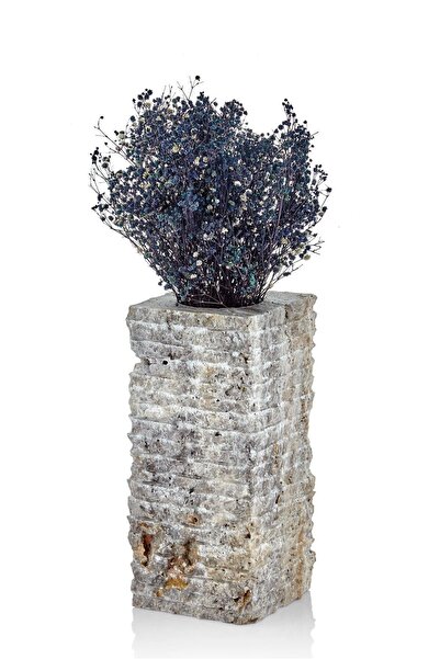 SETABIANCA Evza Mermer Flue Kahverengi Traverten  Dikdörtgen Vazo 12*12*25 Cm