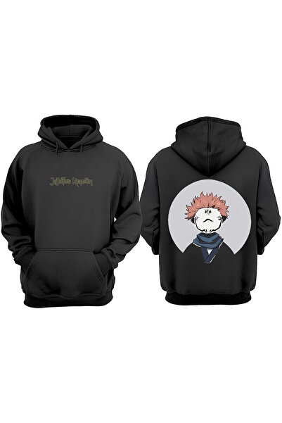 Anetos Μαύρο φούτερ με σχέδιο προσώπου Sukuna Jujutsu Kaisen με τύπωμα