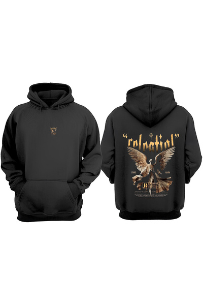 Anetos Celeatial Design Spate cu imprimeu Negru Swea tricou