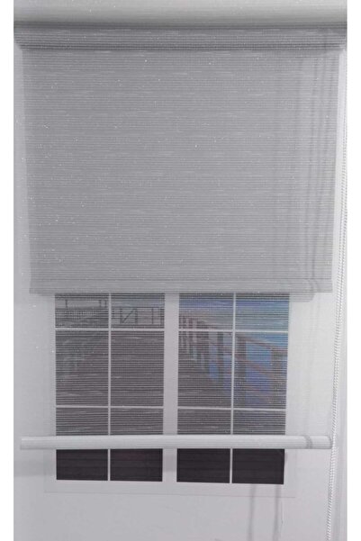 BULUT ÇİFT MEKANİZMALI BEYAZ SİMLİ TÜL, GRİ MAT (%85 GÜNEŞİ KESER) STOR PERDE