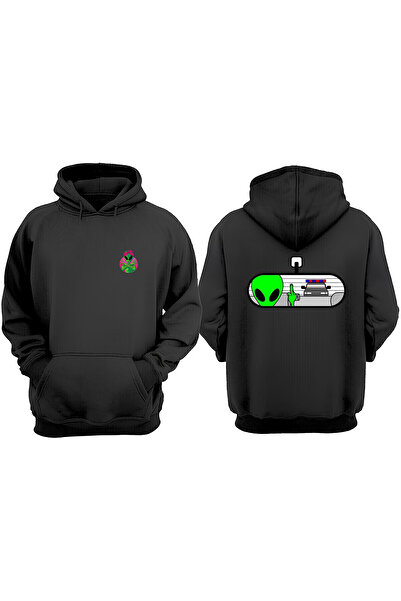 Anetos Hanorac negru Alien Illegal Design Back B cu imprimeu