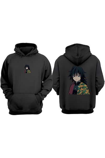 Anetos Demon Slayer Guyi Design Back Printed Black Sweatshirt