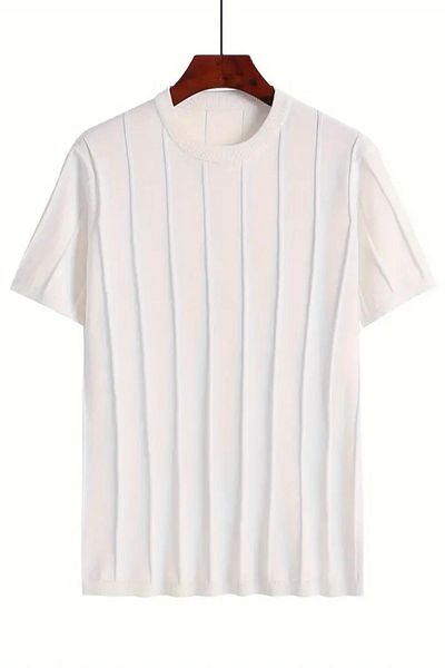 Oksit Ανδρικό πλεκτό μπλουζάκι Toro ριγέ Lycra Slim Fit Crew Neck