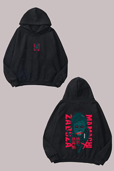 Anetos Naruto Zabuza Design Spate cu imprimeu Negru Swea tricou