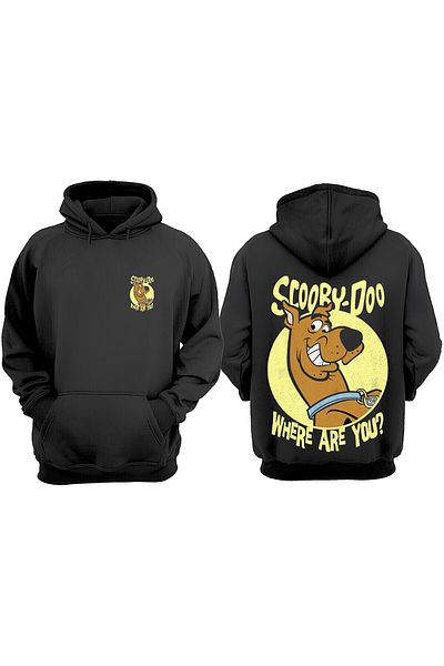 Anetos Scooby Doo Design Back Printed Black Sweatshirt