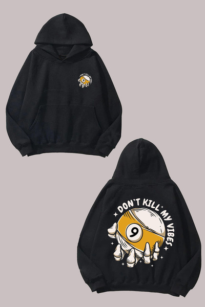 Anetos Billiard Ball Design Spate cu imprimeu Negru Swea tricou