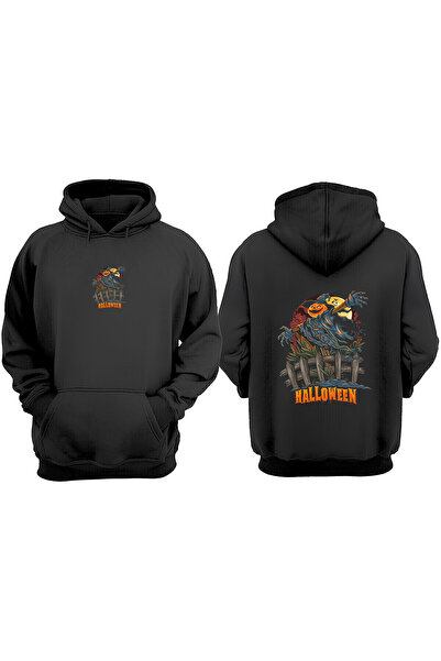 Anetos Hanorac negru Every Bay İs Halloween Design Sırt B cu imprimeu