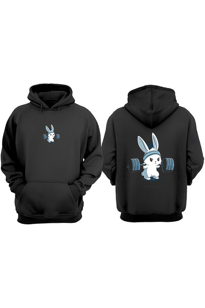 Anetos Μαύρο φούτερ Gym Rabbit Design Back με τύπωμα