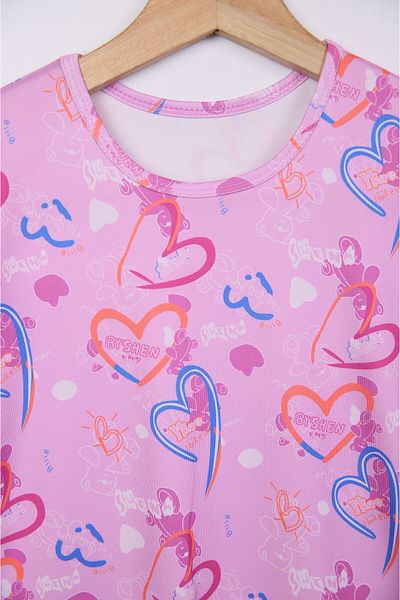 Beniizle Heart Patterned Boned Girls' Triple Swimsuit Set