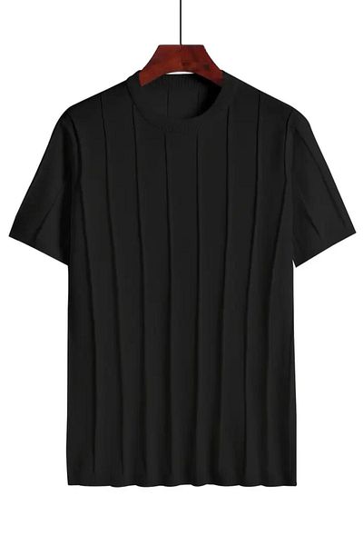 Oksit Ανδρικό πλεκτό μπλουζάκι Toro ριγέ Lycra Slim Fit Crew Neck