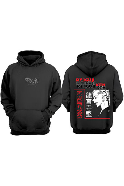 Anetos Tokyo Revengers Draken Design Rucsac cu imprimeu Negru Swea tricou