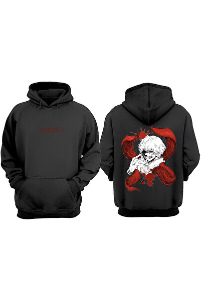 Anetos Kaneki Tattoo Design Design Spate cu imprimeu Negru Swea tricou