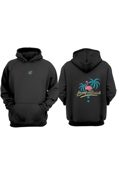 Anetos Calıforna Long Beach Design Rucsac cu imprimeu Negru Swea tricou