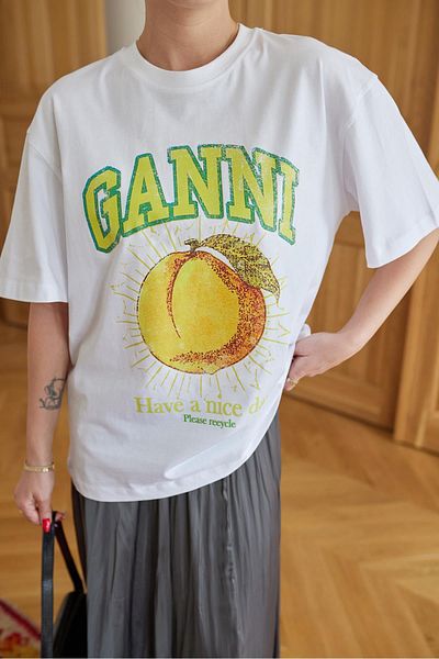 Askı Nişantaşı White Have a Nice Day Printed Oversize T-Shirt