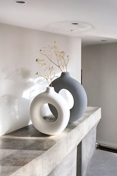 PICCOLA VITA Λευκό - Γκρι Βοημικό Βάζο Σιμιτ Γυαλιστερό | Σχέδιο βάζου Pinterest