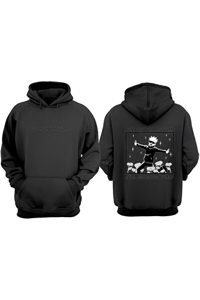 Anetos Desen de tatuaj Jujutsu Kaisen Gojo, Sweatshirt negru cu imprimeu pe s...