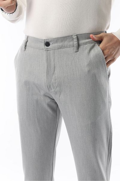 İDS COLLECTİON Pantaloni sezonieri din țesătură lycra slim fit gri deschis
