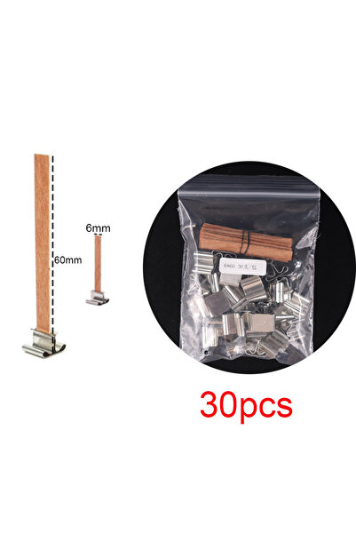 UDOCOOL مجموعة فتائل خشبية لصنع الشموع، 30 قطعة، مقاس 6 × 60 مم، مزودة بقاعدة...