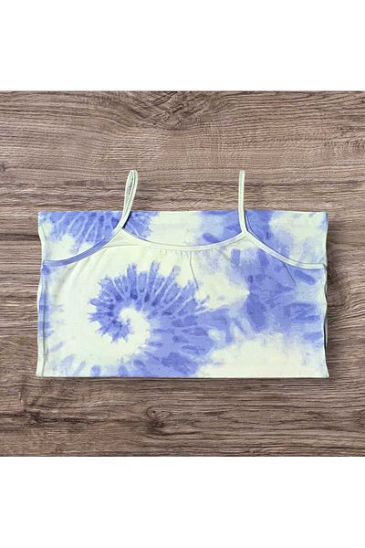 ESTA STORE Blue Tie-Dye Patterned Strap Athlete Cotton Does Not Stretch