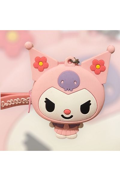 mon chemin A Quality Pink Silicone Mini Wallet - Kuromi Charm, Keychain