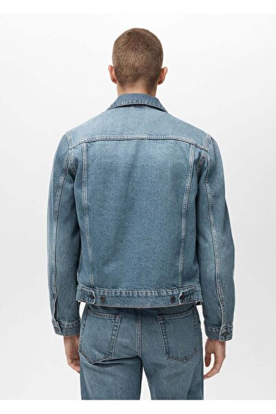 MANGO Man Eskitilmiş görünümlü cepli denim mont