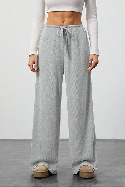 Sun Victoria Women's Gray High Waist Palazzo Wide Leg Camisole Trousers