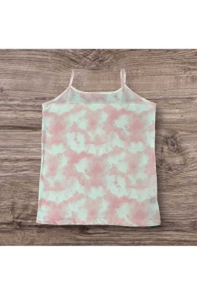 ESTA STORE Pink Tie-Dye Patterned - Stringed Cotton Undershirt, Non-Stretching
