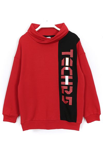 DobaKids Boy's Red Long Sleeve High Top Sweatshirt