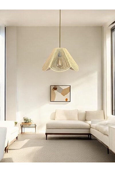 KorFam HASIR EL YAPIMI BOHEM ÇİÇEK ŞEKİLLİ RUSTİK AVİZE SALON BEBEK ÇOCUK ODASI YATAK ODASI AVİZE