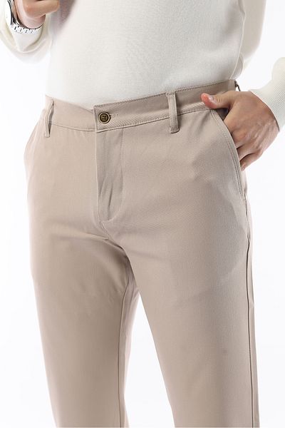 İDS COLLECTİON Seasonal Beige Slim Fit Lycra Fabric Trousers