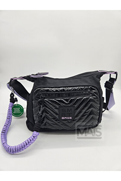 21K SMART BAGS حقائب ذكية المظلة الساتان النسيج حقيبة كتف أرجواني أسود
