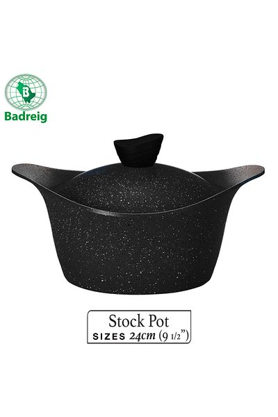 badreig LAHOYA CERAMIC COATED Pot With Lid 24Cm 4.2L Black Aluminum  Marble Nonstick Coating |Made in Saudi