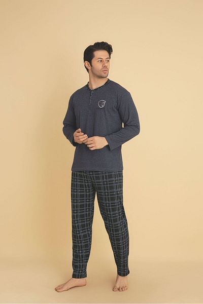 Sude HOMEWEAR ERCAN ΑΝΔΡΙΚΟ ΚΑΤΩ ΤΕΤΡΑΓΩΝΟ ΚΟΛΑΡ ΚΟΛΑΡ ΚΟΛΑΡ ΣΚΟΥΡΟ ΓΚΡΙ PJM TKM
