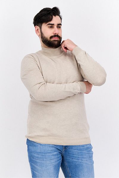 Sorbino Men Mock Neck Textured Sweater, Beige