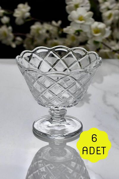 Wow Home طقم وعاء آيس كريم زجاجي مكون من 6 قطع