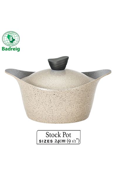badreig LAHOYA CERAMIC COATED Pot With Lid 24Cm 4.2L Ivory Aluminum  Marble Nonstick Coating |Made in Saudi