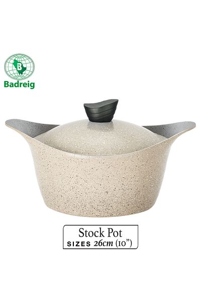 badreig LAHOYA CERAMIC COATED Pot With Lid 26Cm 5.4L Ivory Aluminum  Marble Nonstick Coating |Made in Saudi