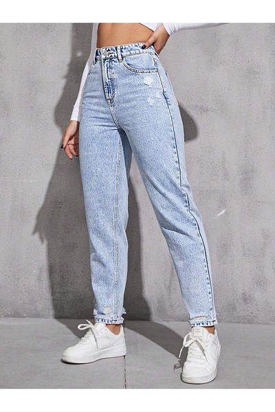 PANTALONI DENIM DE FEMEI CU STRIP