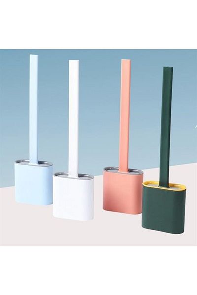 Buffer ® Wall Mountable Hanging Toilet with Lid Soft Silicone Head Toilet Brush Set