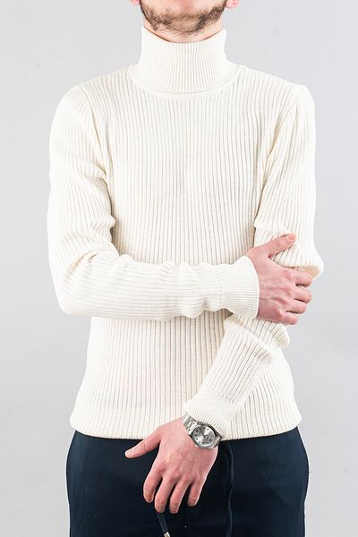 bombe Men's Slim Fit Turtleneck Cotton Turtleneck Sweater White