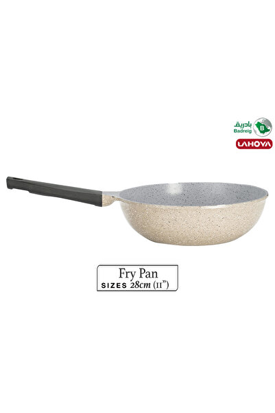 badreig مقلاة لاهويا المطلية بالسيراميك 28 سم 3.9 لتر من الألومنيوم العاجي بط...