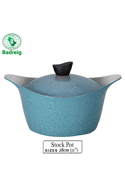 badreig LAHOYA CERAMIC COATED Pot With Lid 28Cm 6.15L Blue Aluminum  Marble Nonstick Coating |Made in Saudi