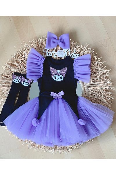 EBRU ÖZÖRGÜCÜ Girl's Ruffled Sleeves Lilac Color Tutu Skirt Suit